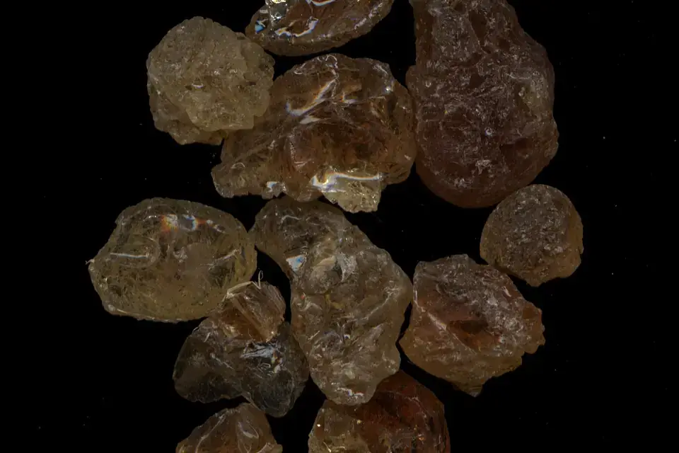 Gum arabic, dried acacia sap